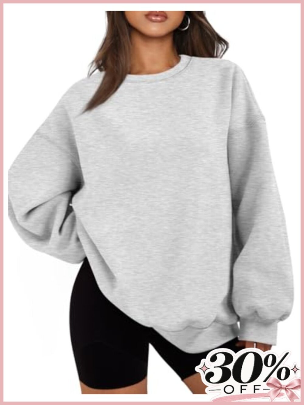 Oversized Crewneck Sweatshirt Fleece Lined Pullover Casual Lounge